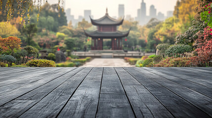 A modern Asian architectural background with a bright, blurred aesthetic. The empty space on the side symbolizes clarity, opportunity, and new beginnings, offering a neutral canvas for creative concep