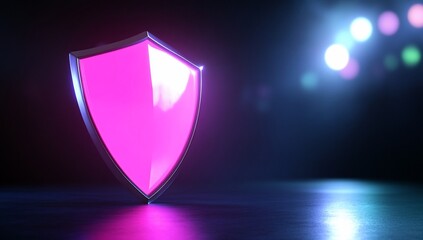 Pink shield 3D rendering, abstract, studio light