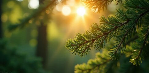 Reaching branches of a pine tree, sunlight filtering through needles , shape, landscape, bark