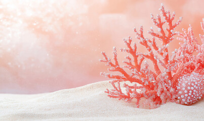 Vibrant Coral Backdrop for Tropical-Inspired Photography Capturing Bold, Summer Vibes