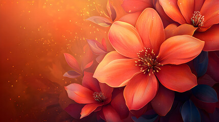 Obraz premium Vibrant Orange and Red Floral Blooms: An Artistic Display of Nature's Beauty in Macro Detail