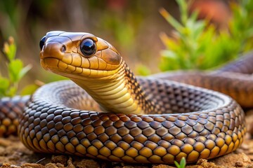 Obraz premium Eastern Brown Snake Candid Wildlife Photo - Australian Reptile Close Up