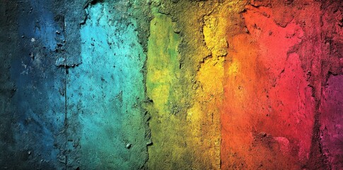Textured wall with rainbow colors blending into each other