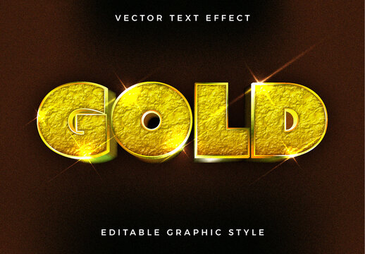 Yellow and Brown Golden Text Shiny Embossed Font, Gold Text Effect