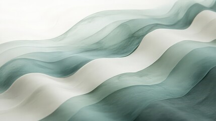Elegant flowing waves of teal and white fabric for a serene backdrop