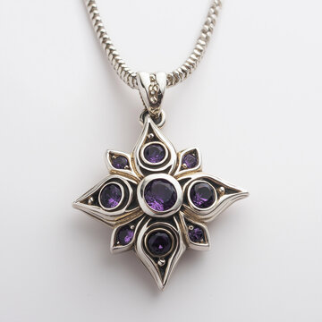 Sterling silver necklace featuring a dazzling star-studded motif, radiating celestial charm and exquisite artisan craftsmanship