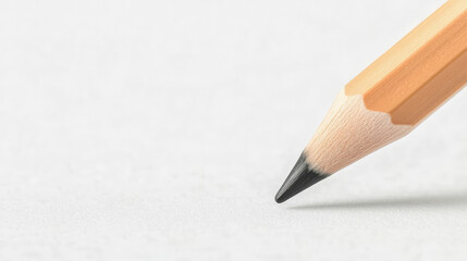close up of sharpened pencil on blank sheet of paper, ready to write