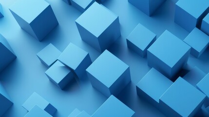 Obraz premium A blue background with 3D cubes and shadows with