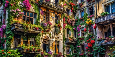 Fototapeta premium Elegant Organic Floral Print Apparel Design - Urban Exploration Photography