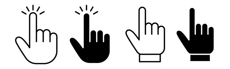 Fototapeta premium Hand Cursor Icon Set. Hand Cursor Vector Icon in line style design. Click Symbol.
