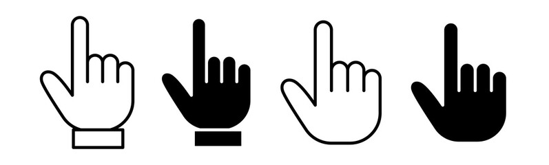 Hand Cursor Icon Set. Hand Cursor Vector Icon in line style design. Click Symbol.