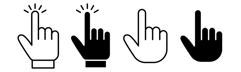 Hand Cursor Icon Set. Hand Cursor Vector Icon in line style design. Click Symbol.