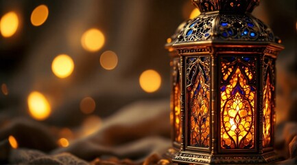 Warm light highlights the intricate brass frame, creating a serene glow.