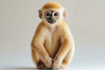 Obraz premium A monkey sitting on a white surface with a white background