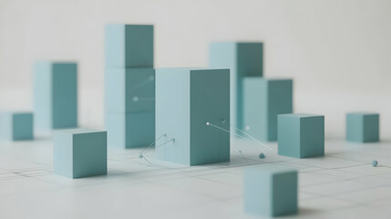 Abstract 3D Cubes Network Data Visualization