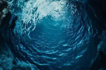 Underwater vortex, deep ocean, swirling blue water, dark depths, texture, abstract.