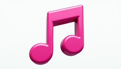 Vibrant Pink Music Note Against Pure White Background for Standout Design. A pink music note on a white background.