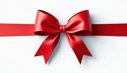 Vibrant Red Ribbon Bow Against Pure White Background: A Stunning Isolated Image. A red satin ribbon with a large bow on a white background.