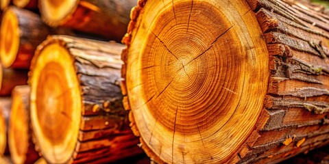 Naklejka premium Freshly Cut Wood Texture: Detailed Close-up of Lumber Showing Grain and Rings