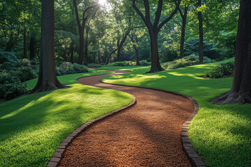 Walking path on a small slope on a sunny day