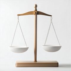 A lever balance scale made of white stone, minimalist design, solid background, high detail, realistic texture, soft lighting, neutral tones