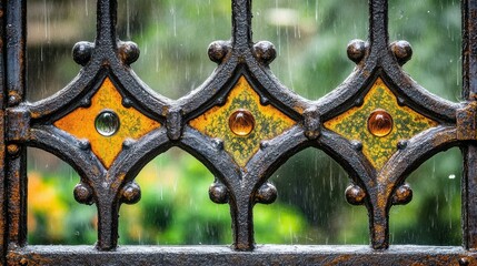 Explore the elegant charm of an artistic window frame, showcasing intricate etched designs amidst soft, diffused light.