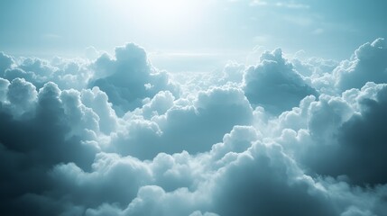 The sky is filled with clouds and the sun is shining through them