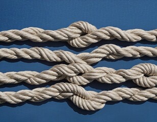 Creative Nautical Rope Designs Featuring Intricate Knots on a Soft Blue Canvas