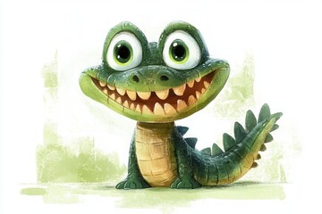 Fototapeta premium Cute Cartoon Crocodile Character Illustration for Children Fun Playful Projects and Educational Materials