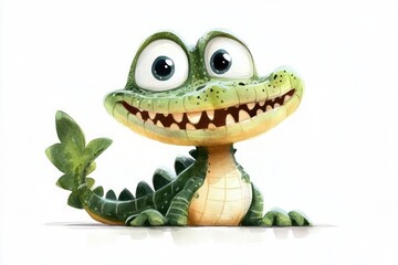 Fototapeta premium Cute cartoon crocodile character illustration cheerful playful design for children's educational materials and projects