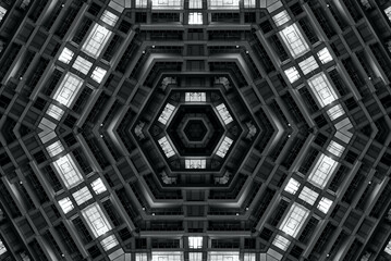 Abstract futuristic surreal geometric background texture black and white