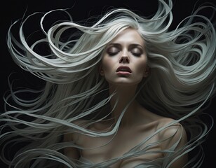 Fototapeta premium Haunting Elegance: An Abstract Portrait of a Woman in Emotional Turmoil