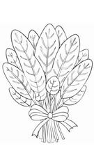 Obraz premium Spinach Vegetable Vegan Food Meal Healthy Coloring Kid Book Page in Black and White. Monochrome and Colored Samples 