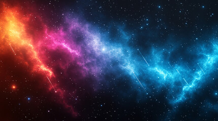 A dazzling night sky filled with vibrant colors multiple meteors and countless stars creating a breathtaking cosmic spectacle symbolizing wonder dreams limitless possibilities and cosmic energy