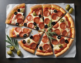 Delicious Pepperoni and Olive Pizza: Fresh Italian Takeout Options