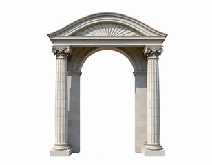 Elegant Isolated Classic Corinthian Column with Archway on white Background