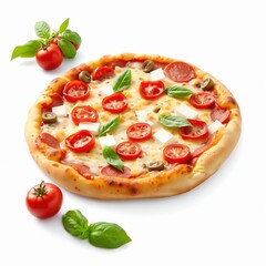 Delicious Italian Pizza Slice with Cheese and Toppings on Clear Background