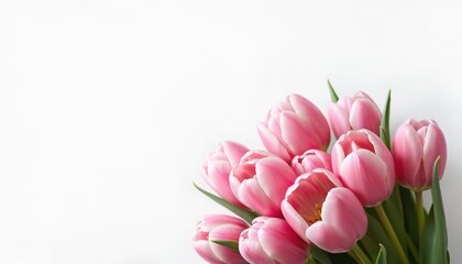 Fototapeta premium Bouquet of Pink Tulips on a White Background