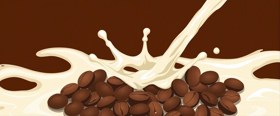 Obraz premium Splash of Milk Over Coffee Beans