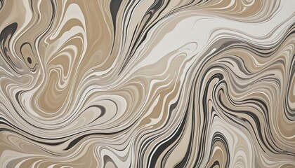 Elegant Abstract Beige and Silver Fluid Art with Marbled Texture