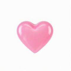 Fototapeta premium Isolated Glossy Pink Heart Symbol on white Background for Romantic Celebrations
