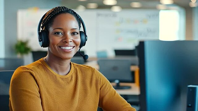 Customer service representative efficiently assisting clients in a contemporary office environment.