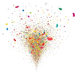 Festive Confetti Explosion on White Background