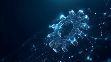 Abstract Digital Gear Cog Network Connection