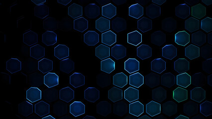 Abstract blue geometric pattern with hexagons