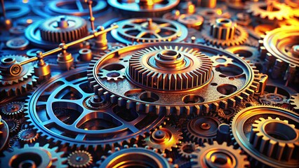 Obraz premium Internet System Integration: A Cogwheel Metaphor for Information Technology