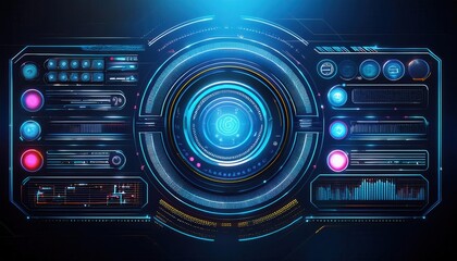 Fototapeta premium Firefly Dark Mode Futuristic UI Elements with Subtle Neon Highlights