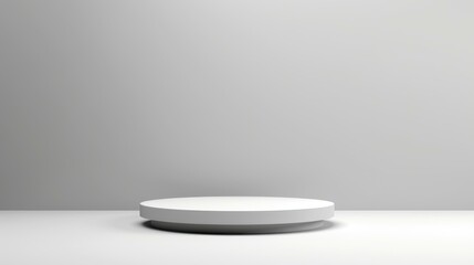 A sleek white pedestal podium perfect for showcasing products, set against a soft, light background for a clean look.