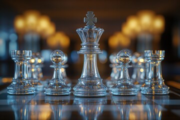 Chess Strategy Leadership Concept with King Piece for Business Competition and Investment Planning