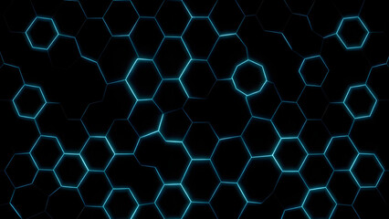 Obraz premium Blue hexagonal pattern with honeycomb texture creates a geometric backdrop